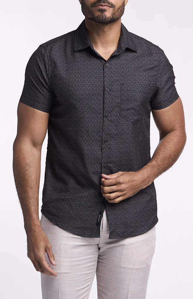 Tahari Sueded Short-Sleeve Teagan Print Shirt
