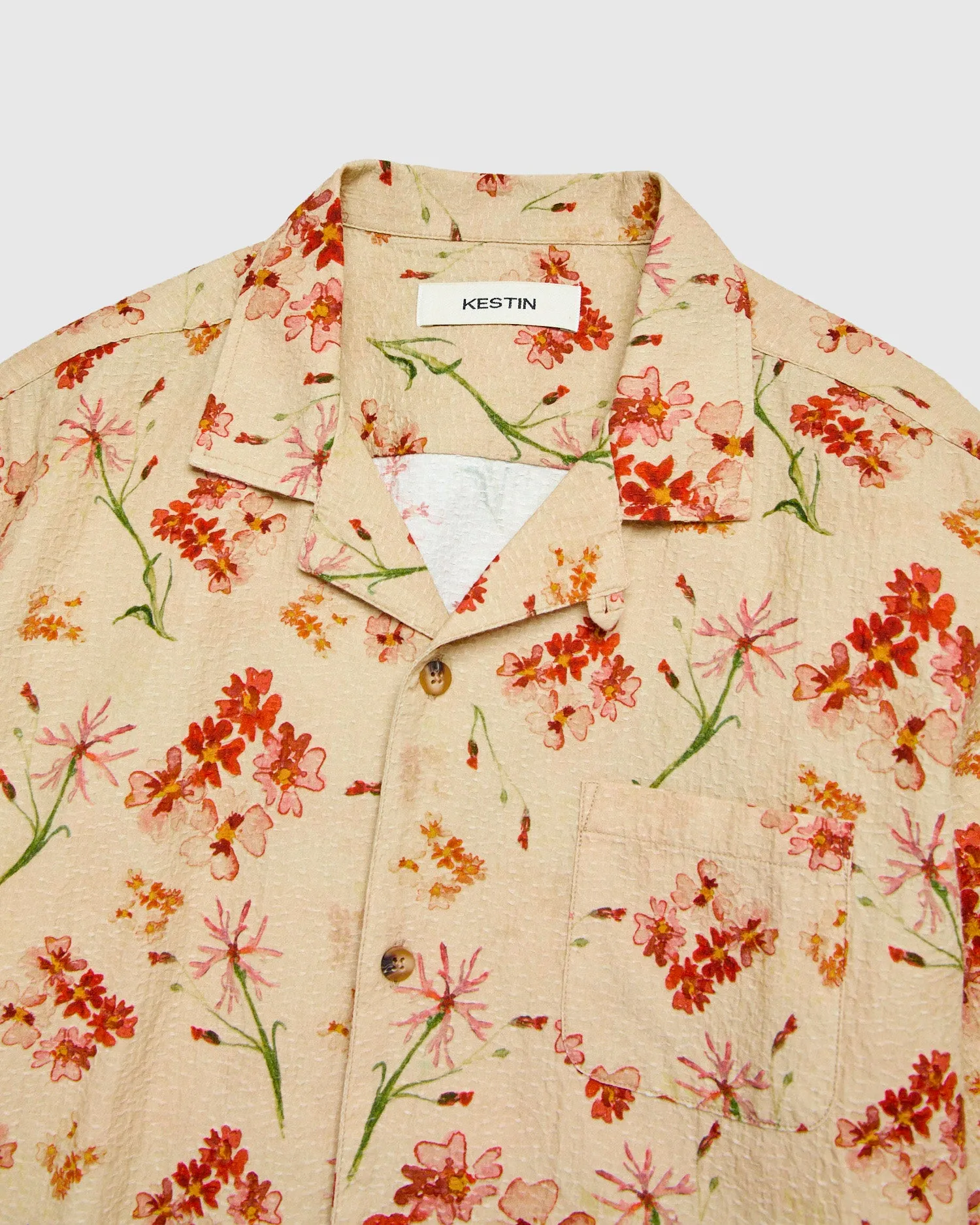Textured Crammond Shirt in Ecru Floral Print