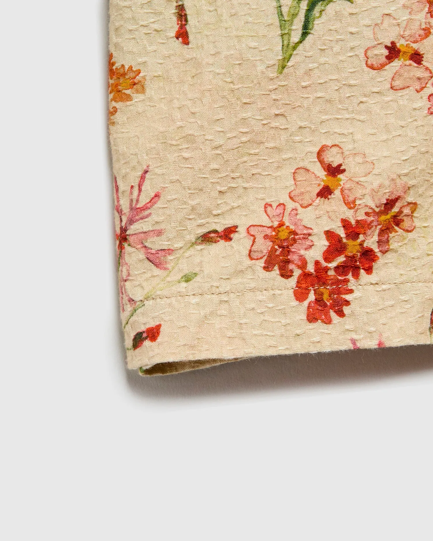 Textured Crammond Shirt in Ecru Floral Print