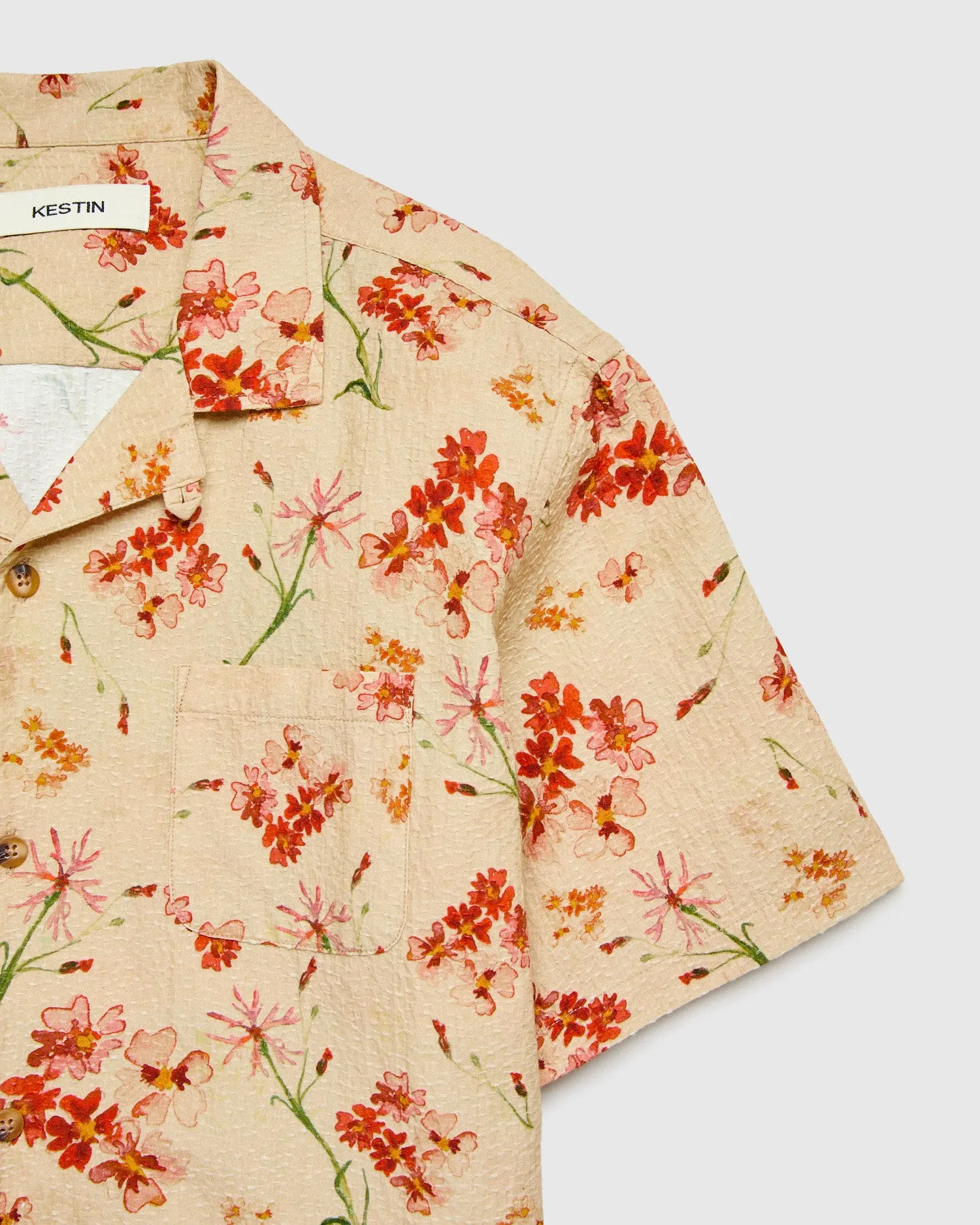 Textured Crammond Shirt in Ecru Floral Print