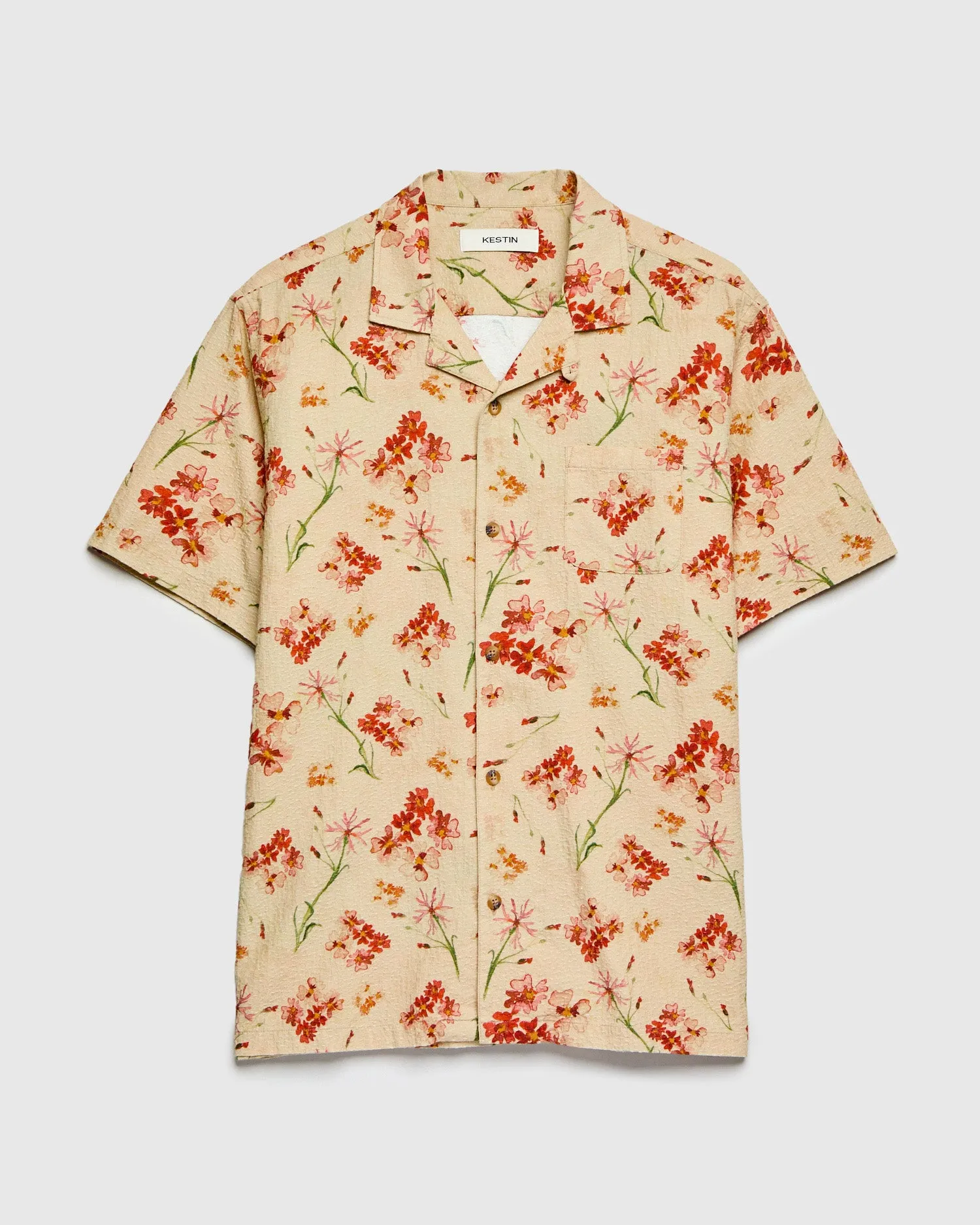 Textured Crammond Shirt in Ecru Floral Print