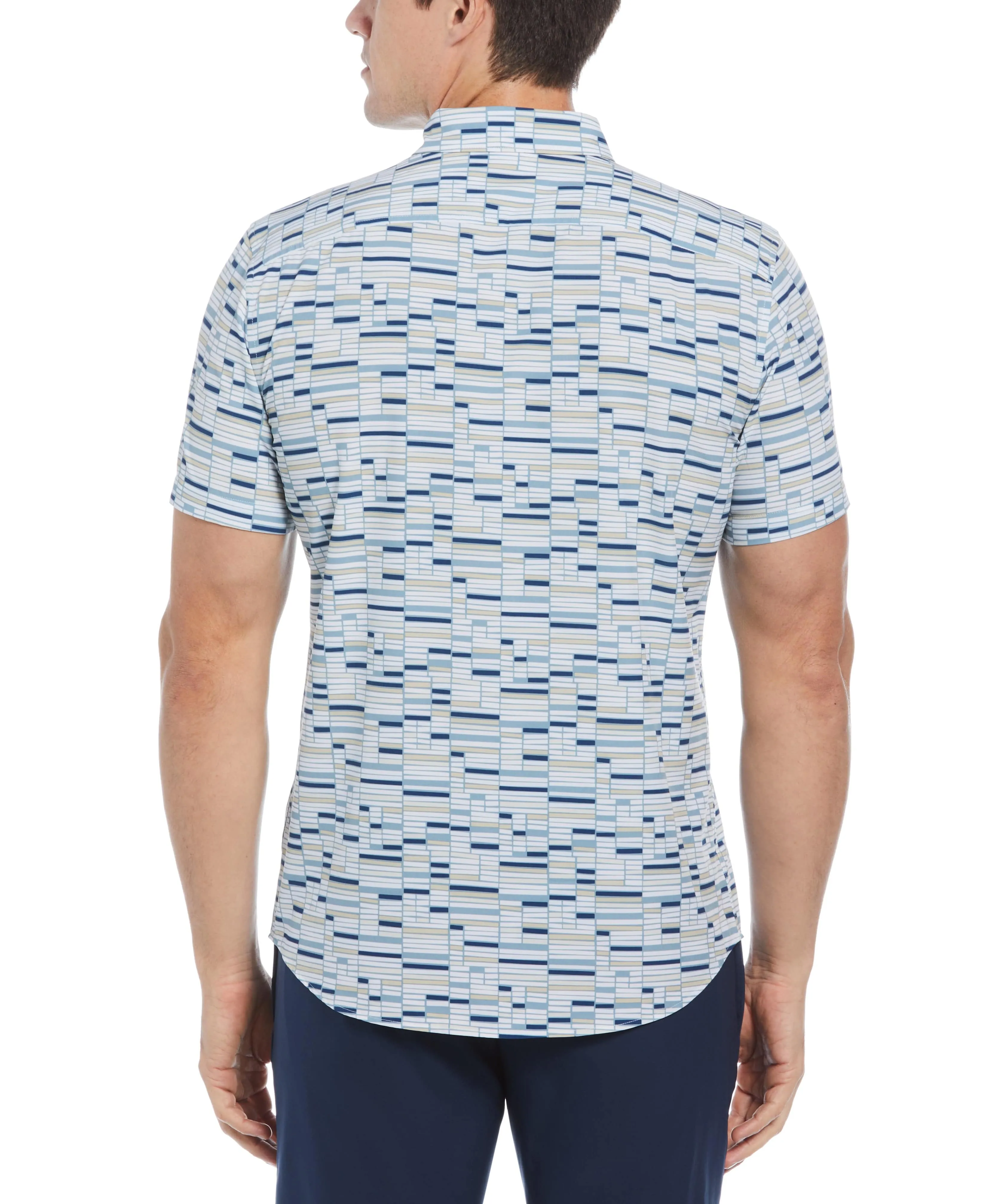 Total Stretch Slim Fit Geo Tile Print Shirt