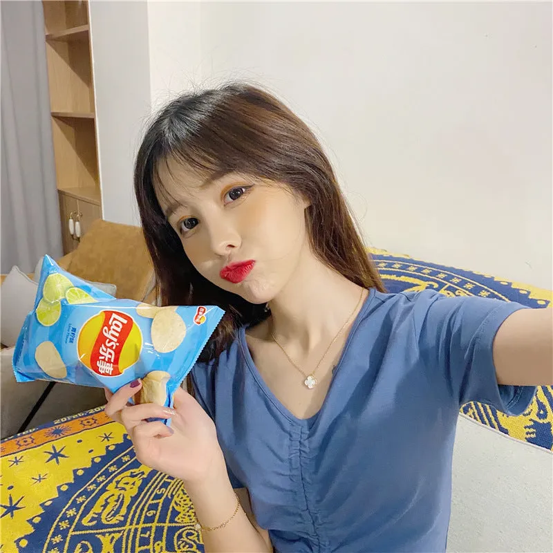 Trendy Popular Short Sleeve T-Shirt Women Summer Korean ins Bare Belly Slim Look Tops T-Shirt