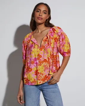 Tropical Escape Floral Short Sleeve Blouse