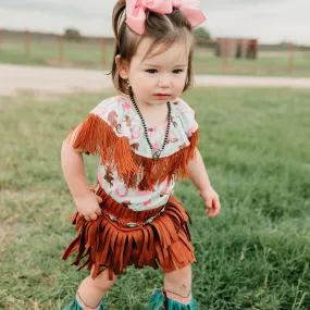 Turq Cowgirl w/t Neck Fringe Onesie Baby (0-18M)