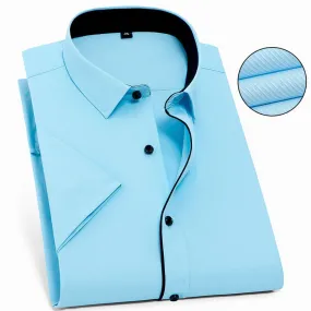 Twill Pure Color 8XL 7XL 6XL 5XL large size Men Shirt Short Sleeve Slim Fit Formal Men's White Shirt Business Male Social Shirts