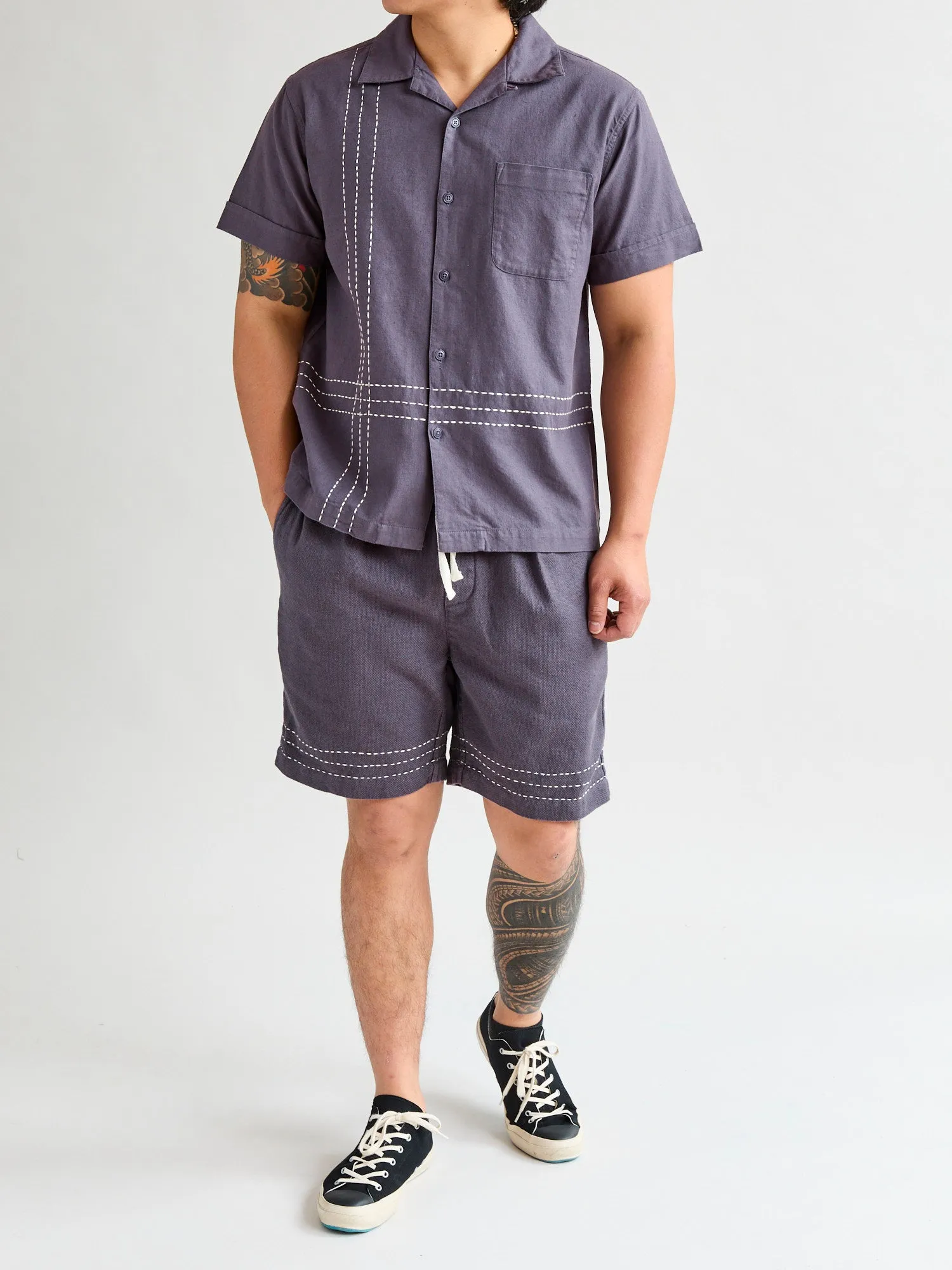 Vacation Shirt in Plum Handstitch
