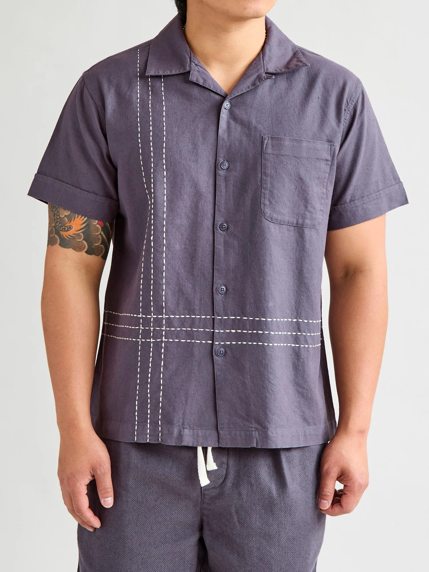 Vacation Shirt in Plum Handstitch