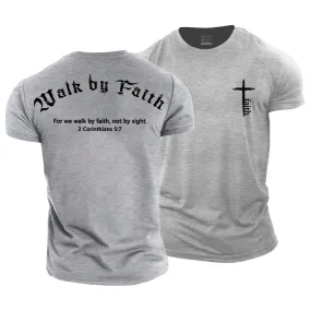 Walk By Faith Print Men's Workout T-shirts