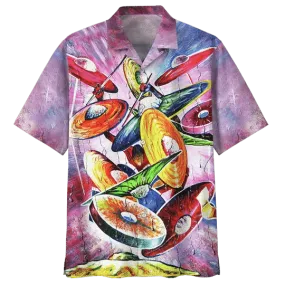 Watercolor Drum Background Design Hawaiian Shirt