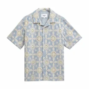 Wax London Didcot Intricate Lace Short-Sleeve Shirt (Pale Blue)