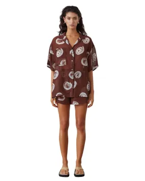 Womens Cocoa Swirl Sheer Textured Shirt