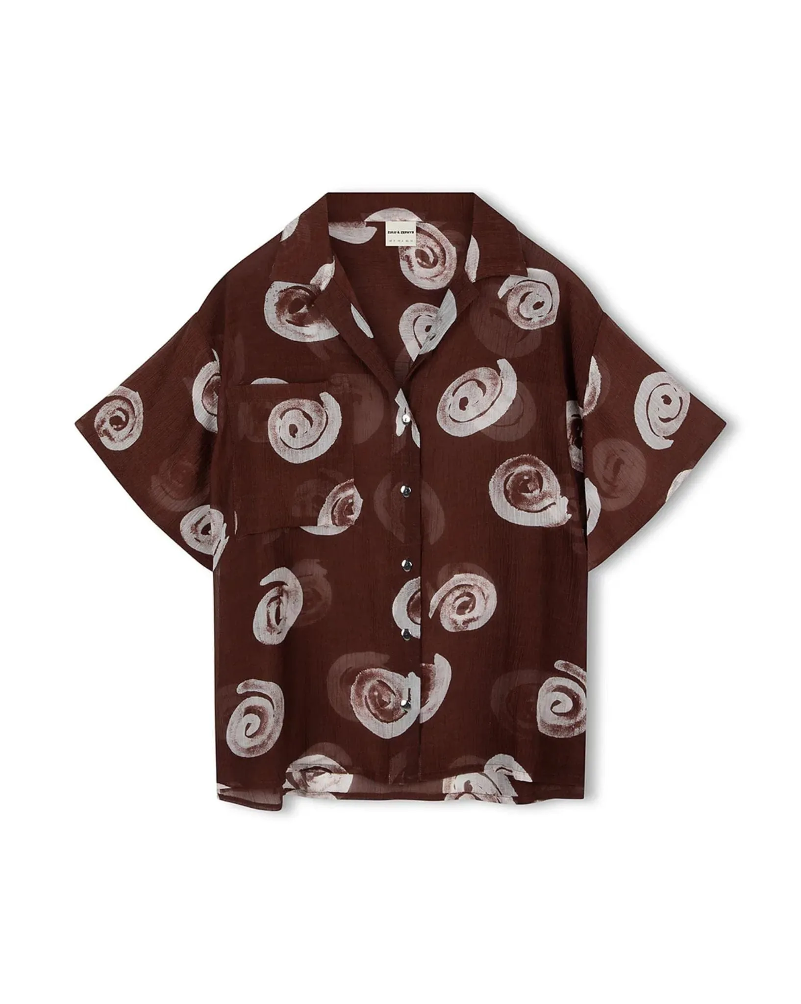 Womens Cocoa Swirl Sheer Textured Shirt