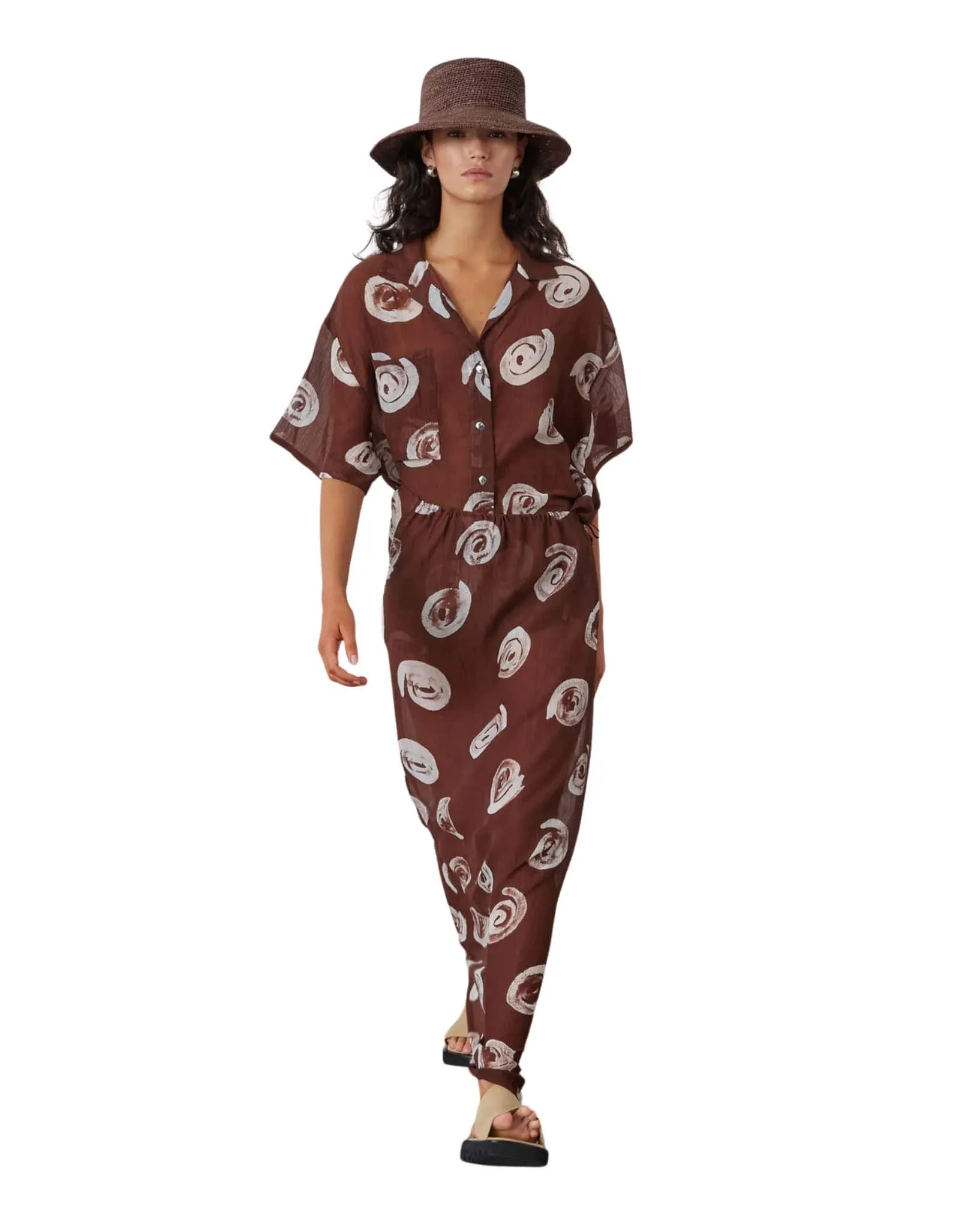Womens Cocoa Swirl Sheer Textured Shirt
