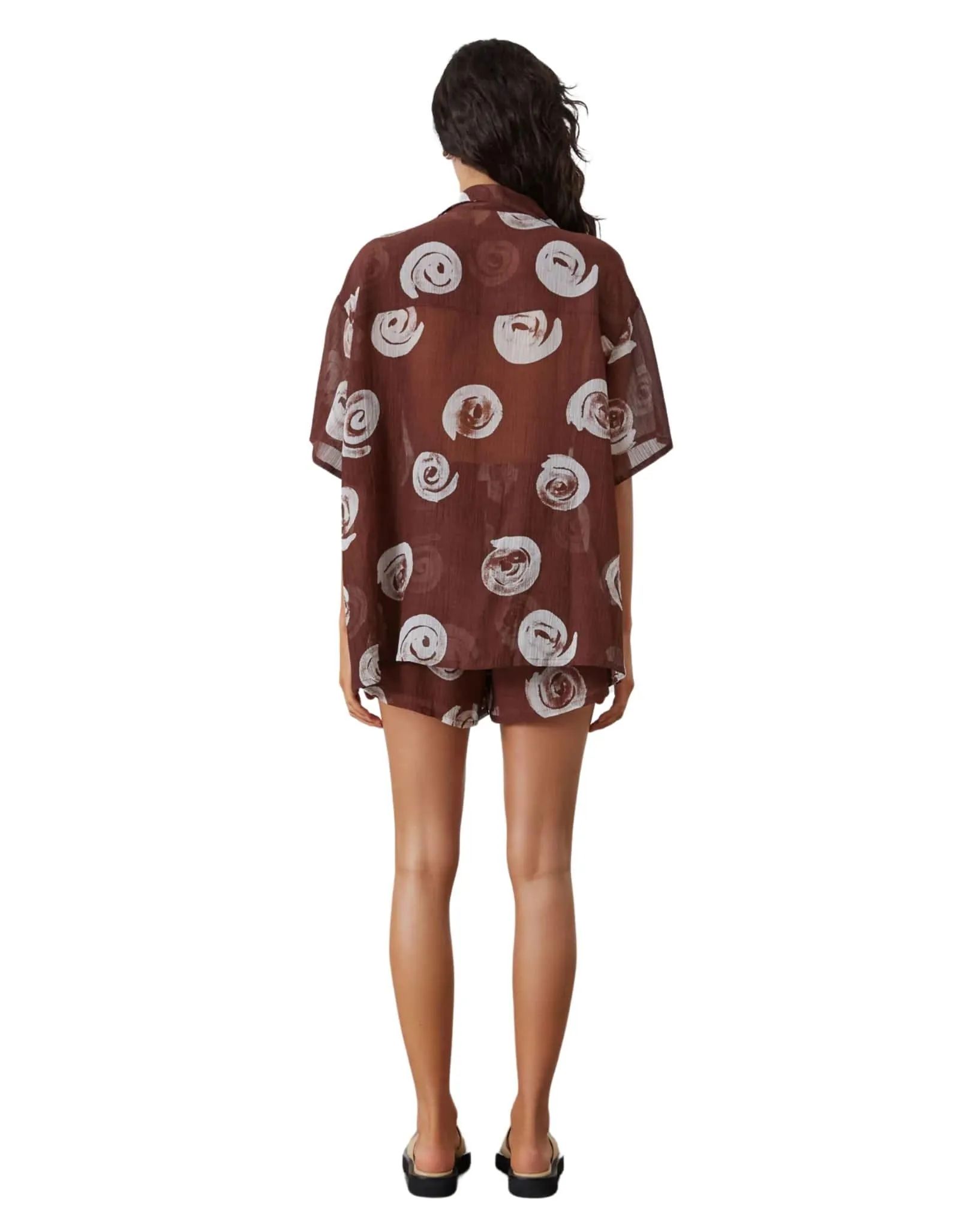 Womens Cocoa Swirl Sheer Textured Shirt