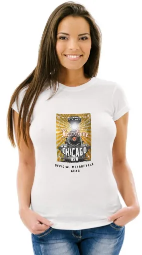 Womens Gold Train Rider White Tee