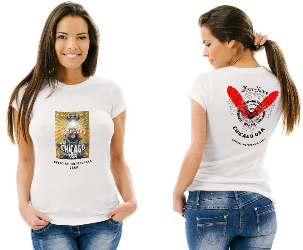 Womens Gold Train Rider White Tee
