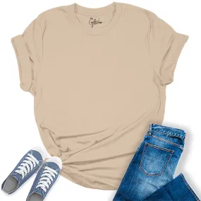 Womens Tan T Shirts Premium Casual Short Sleeve Shirts Oversized Tops