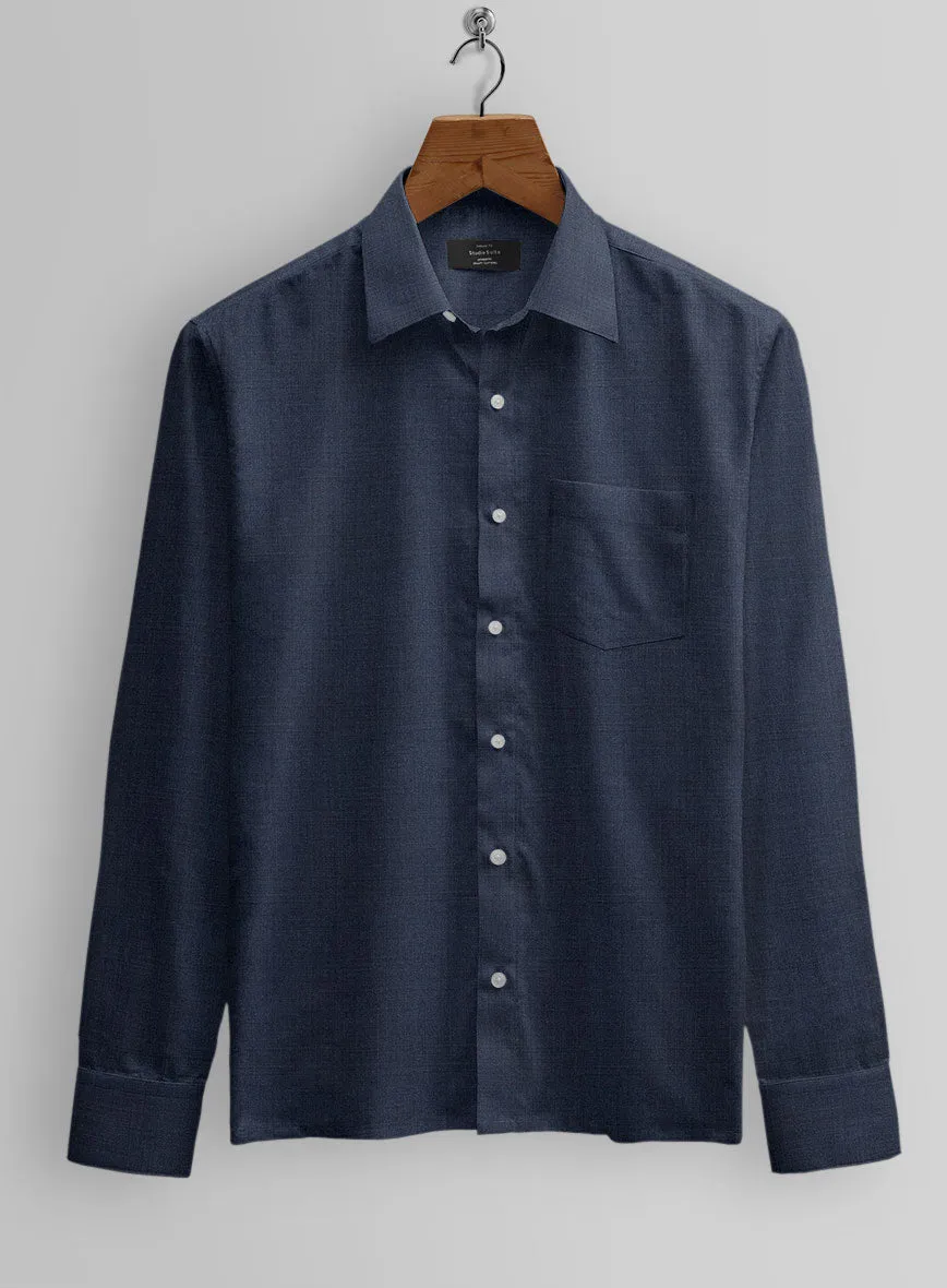 Worsted Blue Wool Shirt