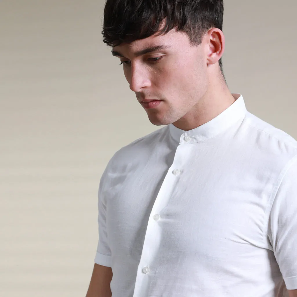 Zagato Linen Blend Grandad Collar Shirt