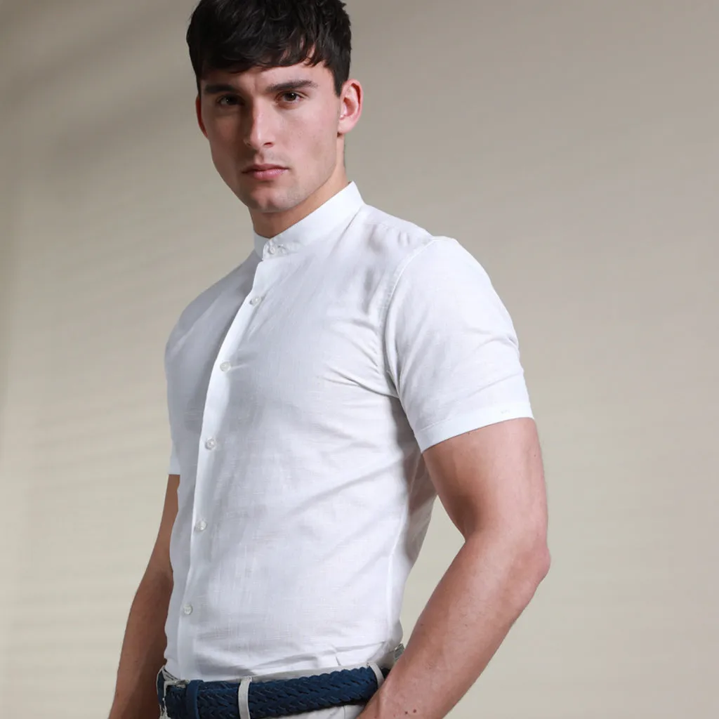 Zagato Linen Blend Grandad Collar Shirt